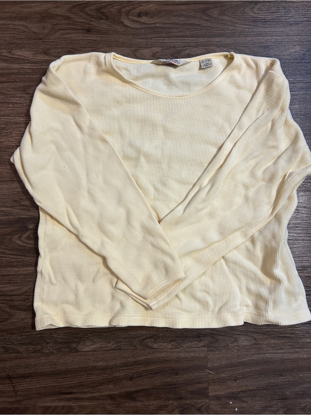 RedHead Pale Yellow Waffle Knit Crew Top